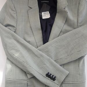 Club Monaco Womens Blazer in Gray Checkered Pattern